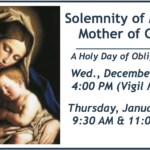 Solemnity of Mary, Mother of God Mass Schedule